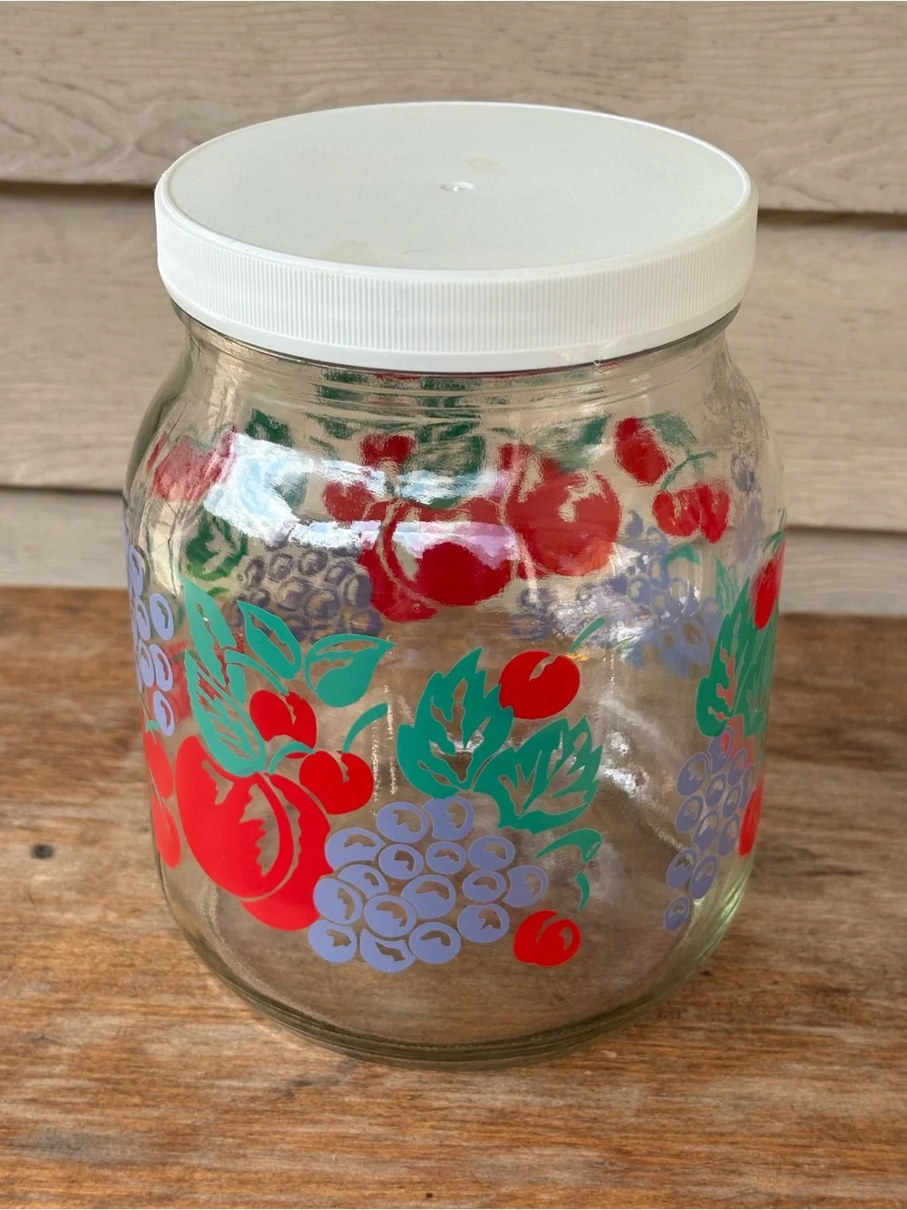 VTG Glass Storage Jar – Mid-Century Fruit Motif Kitchen Decor